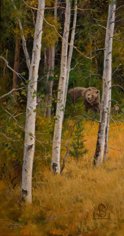 "Three's a Crowd" by Steve Devenyns is a 30" x 15" Original Oil Painting featuring a grizzly sow and her cubs. His Award winning art has been featured in the Buffalo Bill Art Show, Quest for the West Art Show, National Museum of Wildlife Art, Cheyenne Frontier Days Governor’s Art Show, Old West Museum, and America’s Horse in Art.