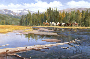 Along the Madison by Steve Devenyns is a 20" x 30" Original Oil Painting featuring a pack string heading into the high country along the Madison River. His Award winning art has been featured in the Buffalo Bill Art Show, Quest for the West Art Show, National Museum of Wildlife Art, Cheyenne Frontier Days Governor’s Ar…