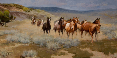 "There's One in Every Crowd" by western artist Steve Devenyns. Famous Cowboy Artist Steve Devenyns has been featured in the Cheyenne Frontier Days Governor’s Art Show, Old West Museum, America’s Horse in Art Show. Original Paintings of Ranching, Wildlife and Cowboy art are true depictions of the American Cowboy modern and past. 