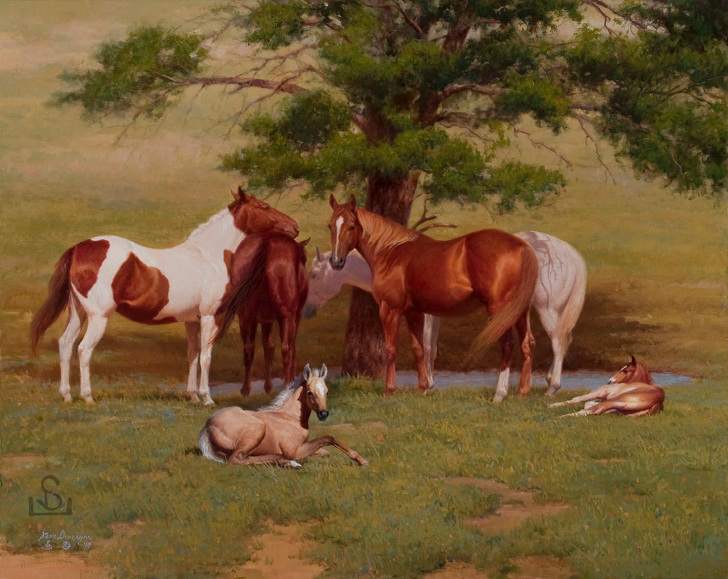 "Maternity Ward" by Steve Devenyns is a 36" x 48" Original Oil Painting featuring several mares looking over their colts.. His Award winning art has been featured in the Buffalo Bill Art Show, Quest for the West Art Show, National Museum of Wildlife Art, Cheyenne Frontier Days Governor’s Art Show and America's Horse in Art Show.