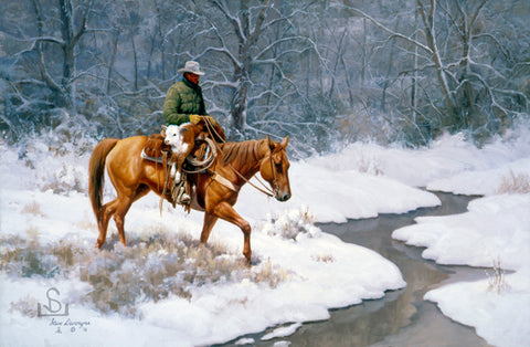 "Search and Rescue" by Steve Devenyns. His paintings are of Ranching, Wildlife and Cowboy scenes. Steve Devenyns Fine Art and Limited Edition Prints, Giclee’s and Original Paintings of Wyoming Wilderness, Outfitters, Mules, pack strings, working cowboys and cattle.