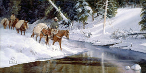 "Winter's Glory" by Steve Devenyns, famous Western Artist. Buy Western Prints, Working Cowboys, Wilderness and Wildlife Art, Original Paintings, Canvas, or Artist Proofs. Buy American Western Art online at www.stevedevenyns.com